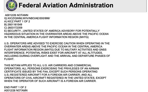 川普又有新動作?美國FAA急發通知：中南美航班警戒!
