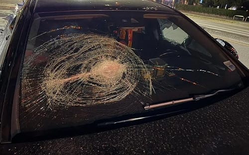 台中賓士車路邊遭砸！車主怒噴：沒政府了嗎？