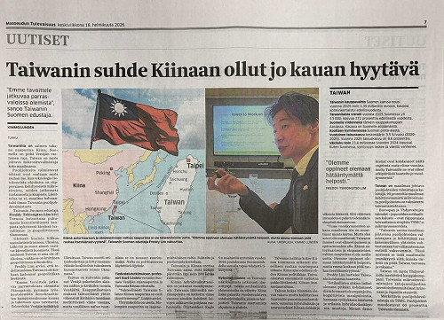 林昶佐再登芬蘭大報　談台芬經貿和民主韌性