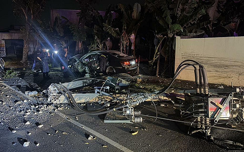 高雄毒駕拒檢狂飆！撞斷高壓電桿釀301戶停電 警依3罪嫌送辦