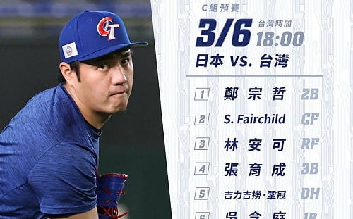 WBC台日大戰先發出爐！鄭浩均搭林家正 鄭宗哲開路先鋒 陳傑憲代跑為主