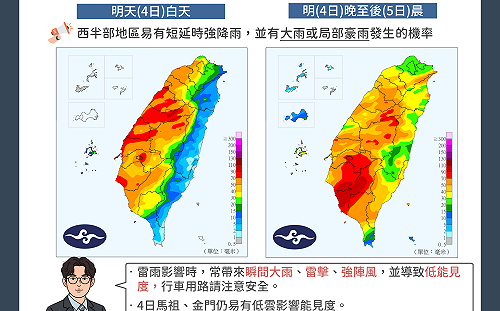 返鄉掃墓注意！明起2鋒面南下「雨量紅到發紫」 降雨熱區一圖看