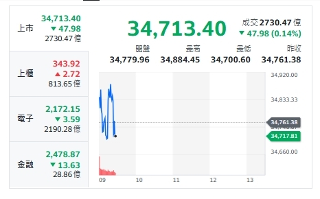 台股開盤》台股多頭攻擊 指數上演反轉秀 電子權值漲跌互見 