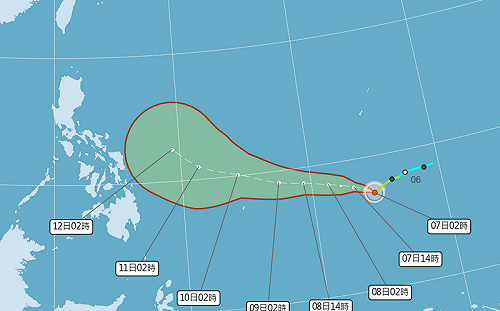 哈格比颱風路徑曝光！今午後東半部及大台北局部陣雨、明全台有雨