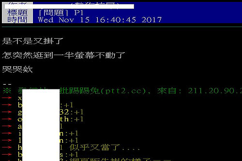 快訊》PTT又掛點  網友虛驚一場差點崩潰