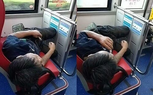 喪屍入侵公車？男橫躺手抖吸電子煙！網批：根本滿清吸鴉片的樣子