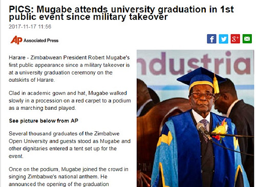 遭軍方軟禁2天 辛巴威總統首次露面