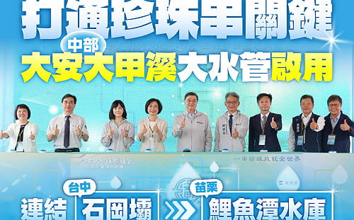打通「珍珠串」關鍵！大安大甲溪聯通管正式啟用 中部每日新增25.5萬噸供水