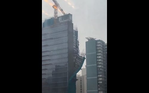 (影) 颱風「紅霞」登陸廣東! 恐怖影象曝光 高樓鷹架瞬間被吹倒 多地嚴重洪澇