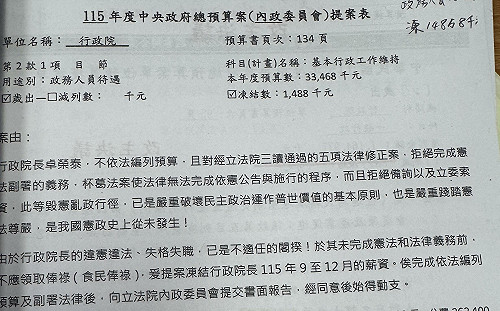 翁曉玲提案凍結卓榮泰薪水  張惇涵：很遺憾