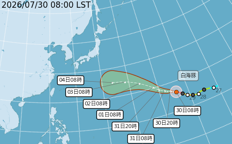 白海豚昨晚升級為強颱！賈新興：路徑南修是否侵台「這天」是關鍵 