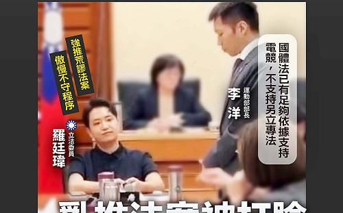 民進黨：羅廷瑋惱羞不讓李洋答詢「是致敬傅崐萁、翁曉玲」