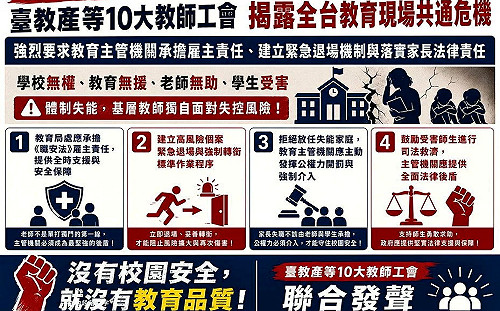 北市國小暴力事件延燒！10大教師工提4訴求：建立高風險學生退場機制