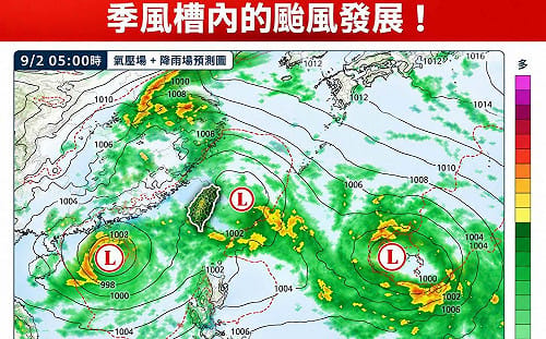 季風槽成「颱風溫床」！林得恩示警：9/2前後多個熱帶擾動發展