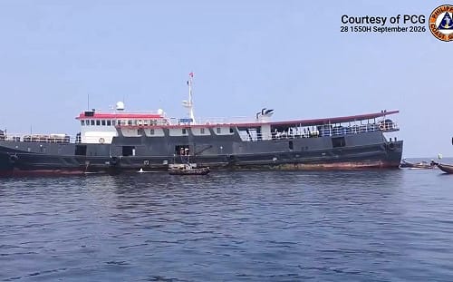 （影）「力量倍增」戰術？！菲律賓海巡公布1海上民兵母船攜24艘舢舨入侵南鑰島