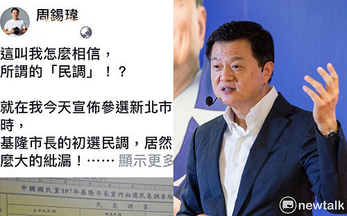 藍基隆市長初選出包 新北的周錫瑋跳腳