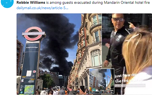 倫敦文華東方火警  羅比威廉斯走12層梯逃生比讚