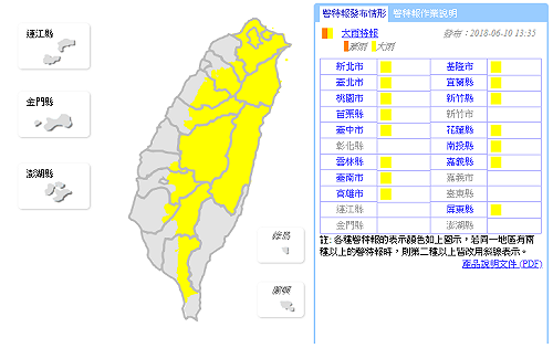 快訊》對流旺盛！全台15縣市發布大雨特報