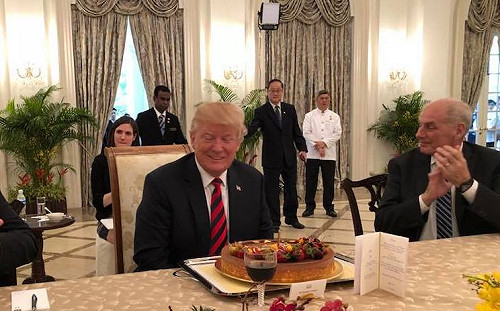 川金會將登場 星國貼心替川普慶祝72歲生日