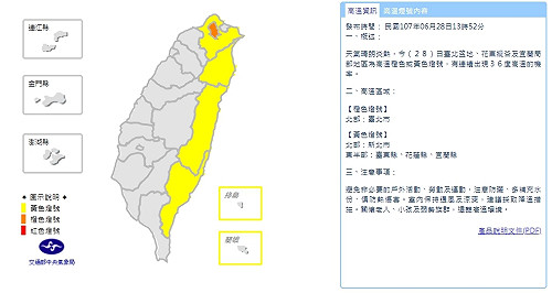 恐達38度高溫！雙北、東部地區高溫燈號亮橙燈