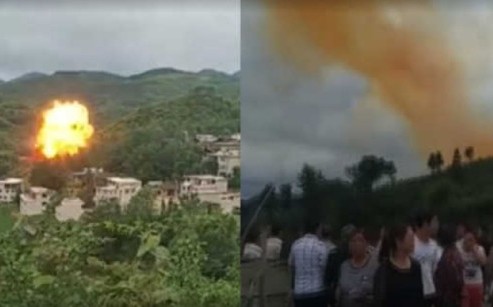 長征二號火箭殘骸墜落村莊 濃濃毒煙衝天場面震撼 (影)