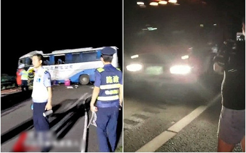 湖南大巴失控撞化工車 京港澳高速公路10死10傷