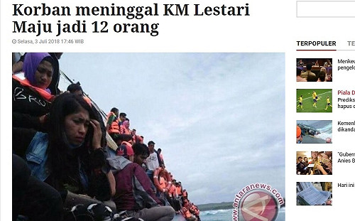 印尼渡輪遇強風浪又翻覆 12死百人受困待援