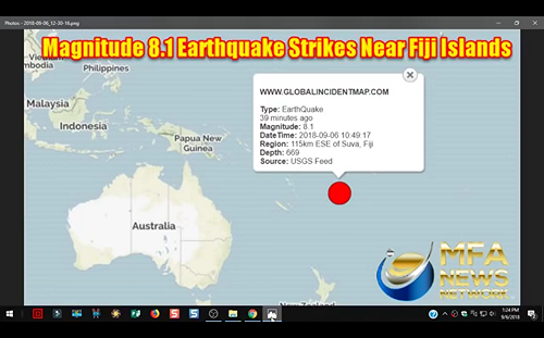 斐濟外海規模7.8深層強震  無重大海嘯危險