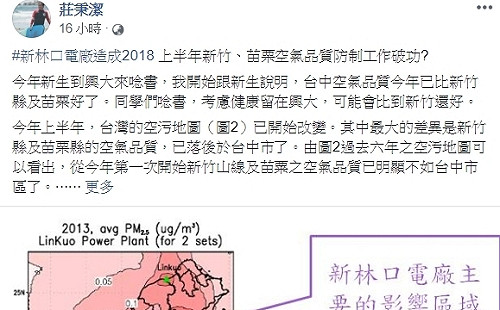 學者公布空汙地圖 台東最優台中第10超越竹苗