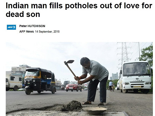 愛子命喪路面坑洞 印度父親3年填平585洞展現大愛