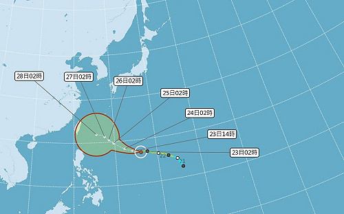 潭美增強為中颱 周五六威脅台灣機率變大