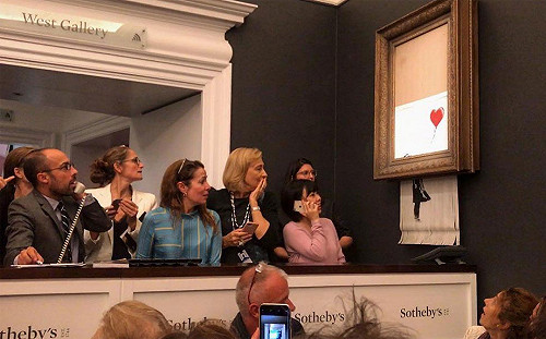 104萬英鎊畫作落槌後自毀！Banksy公開密秘機關