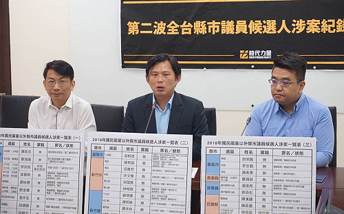 時代力量公布66位全台縣市議員候選人涉案紀錄大公開