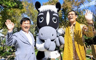 與PIKO太郎共舞！林佳龍積極行銷花博