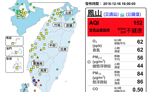 空氣擴散條件不佳 鳳山、大寮、屏東空氣品質「紅色警示」