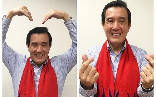 馬英九稱自己暖男　圍國旗圍巾網友紛喊帥