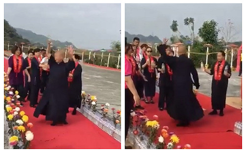 4分鐘狂轉152圈灑水祈福！法師最終不支狂吐　網友傻眼(影)