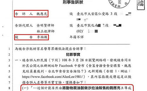 魏應充告北市議員李柏毅3罪 批惡毒造謠可以張口就說?