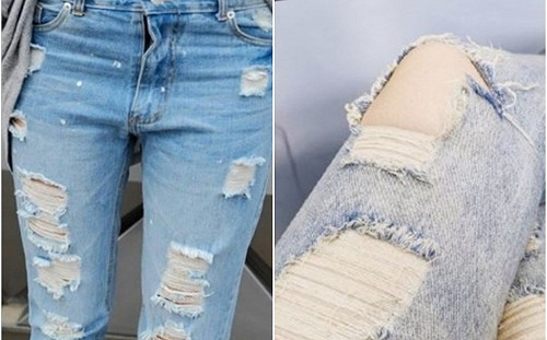 超黑暗！「破洞牛仔褲」製作過程曝光…網嚇喊：不敢買了