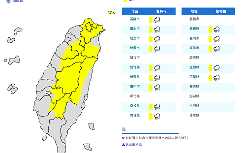 快訊》注意！全台14縣市大雨特報 7縣市小心大雷雨