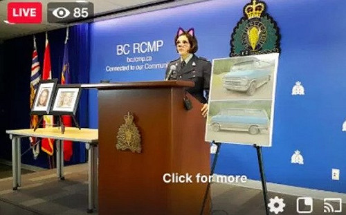 加警長謀殺案記者會直播凸搥 竟出現貓耳朵和貓鬍鬚