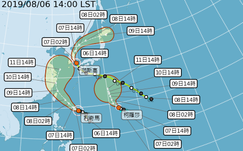 三颱共舞太平洋好熱鬧！明天可能發布利奇馬陸海警報