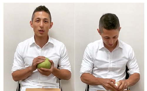 接下羅致政「30秒剝柚」戰帖！吳怡農徒手分解柚子大秀臂肌