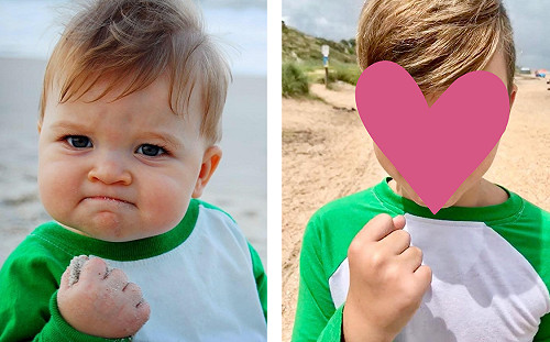 全球瘋傳梗圖「握拳寶寶」長大了！抖出12年前拍照內幕