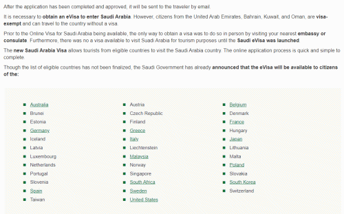 沙烏地阿拉伯開放35國電子簽證 台灣列名其中