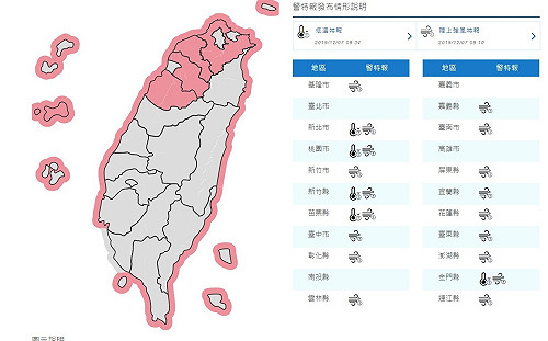全台5縣市當心10度以下低溫 17縣市陸上強風特報