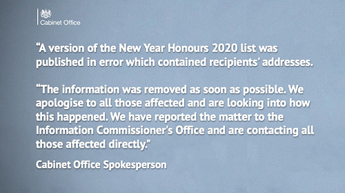 新年授勳名單意外公布上榜者地址 英國官員致歉