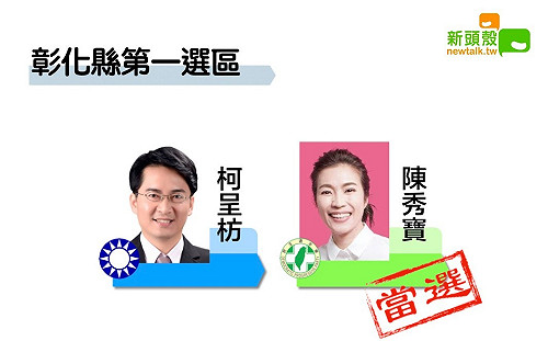 更新》彰化一 陳秀寶9萬6191：柯呈枋8萬8690