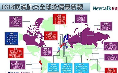 疫情加劇 各國紛紛封關！一圖帶你看有哪些國家鎖國
