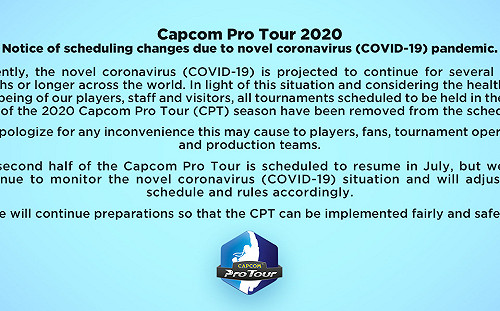 《快打旋風V》疫情不樂觀！CPT宣告取消所有上半賽季比賽